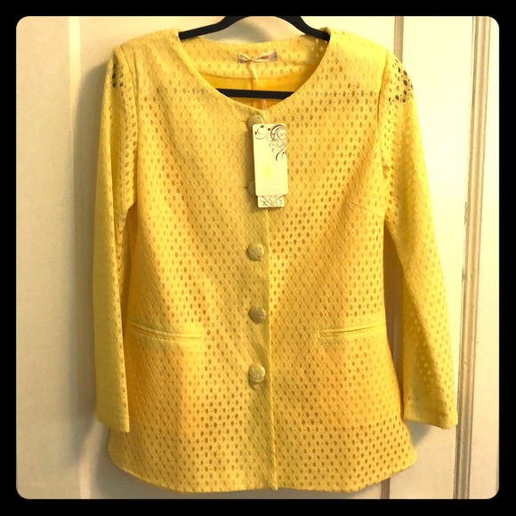 Jackets & Blazers - NWT yellow eyelet blazer